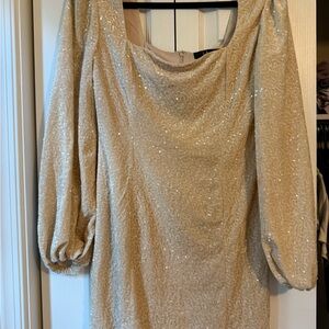 Lulu's Sparkling Gold Long Sleeve Dress